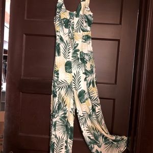 Palm print jumpsuit